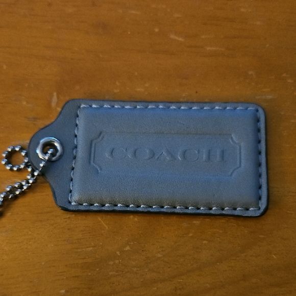 Coach Accessories - Coach Light Gray Leather Hangtag with Silver Chain